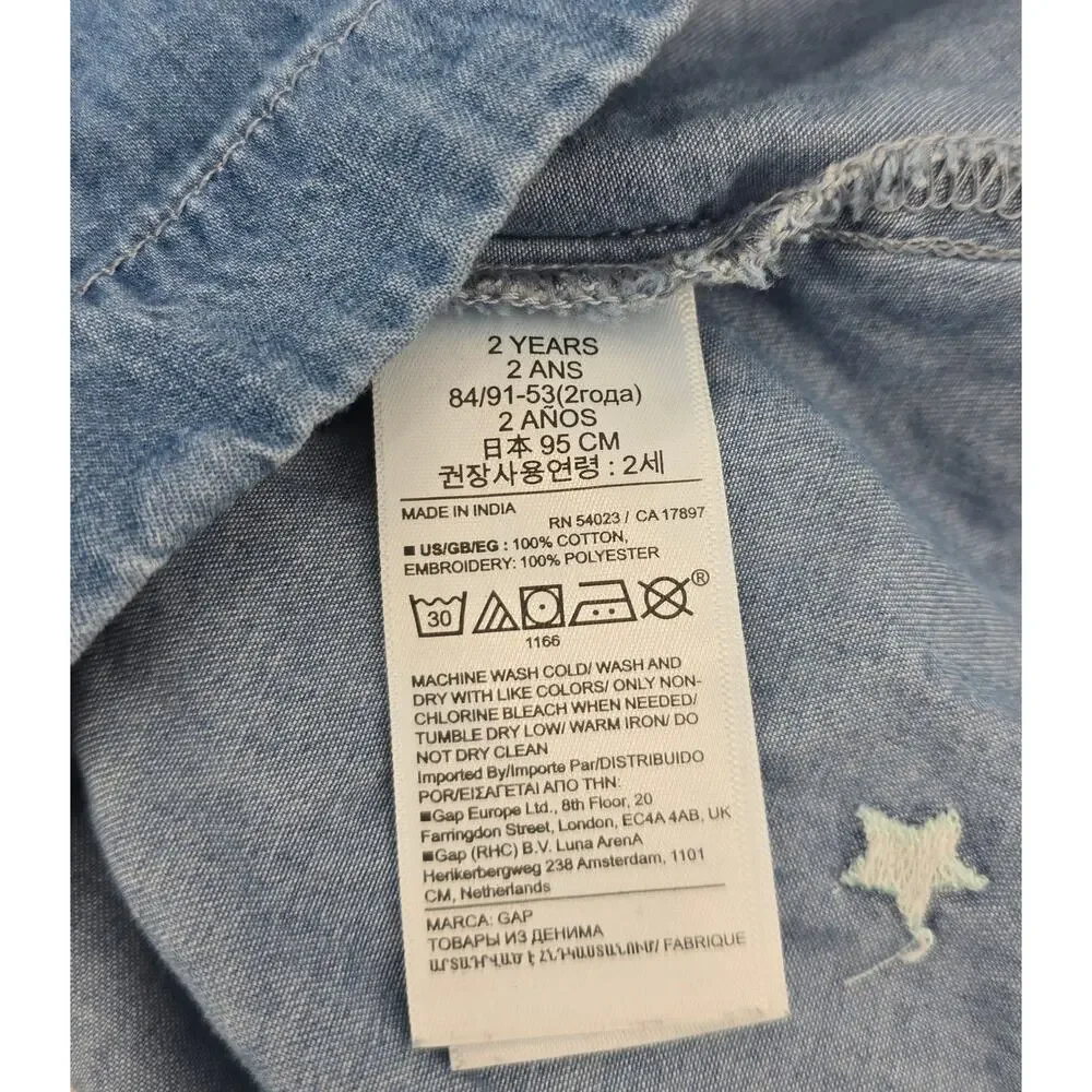 GAP‎ Denim Star Embroidered Dress 2T